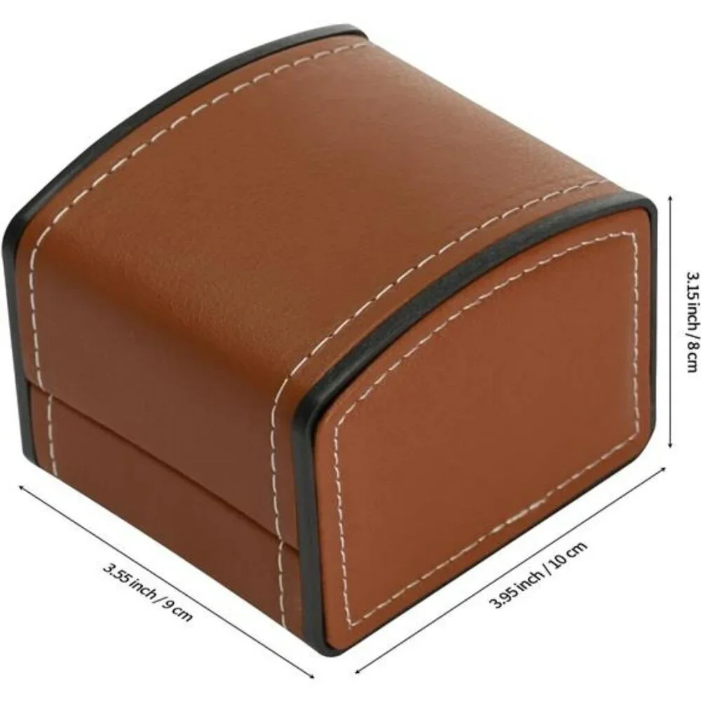 Single Watch Box PU Leather Case with Pillow Jewelry Display Storage Brown